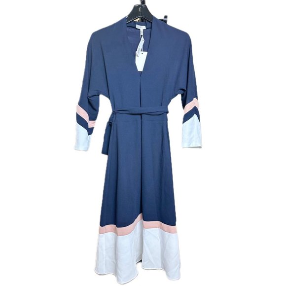 Joie Aydrien Striped Cady Midi Dress Navy Size 2 - Picture 2 of 8